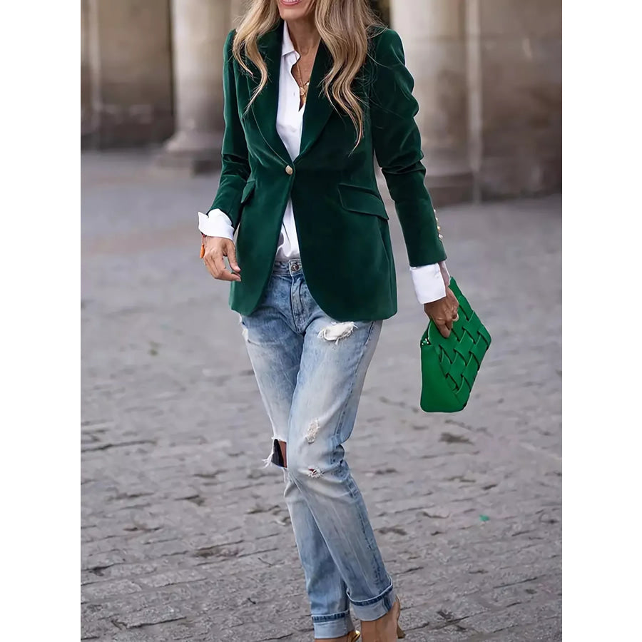 Velvet Single-Button Blazer Apparel and Accessories