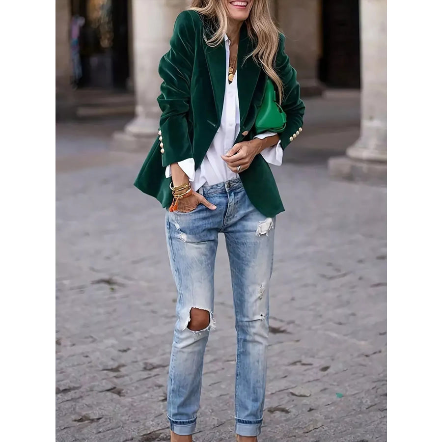 Velvet Single-Button Blazer Apparel and Accessories