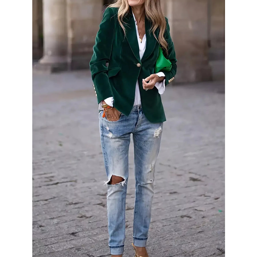 Velvet Single-Button Blazer Apparel and Accessories