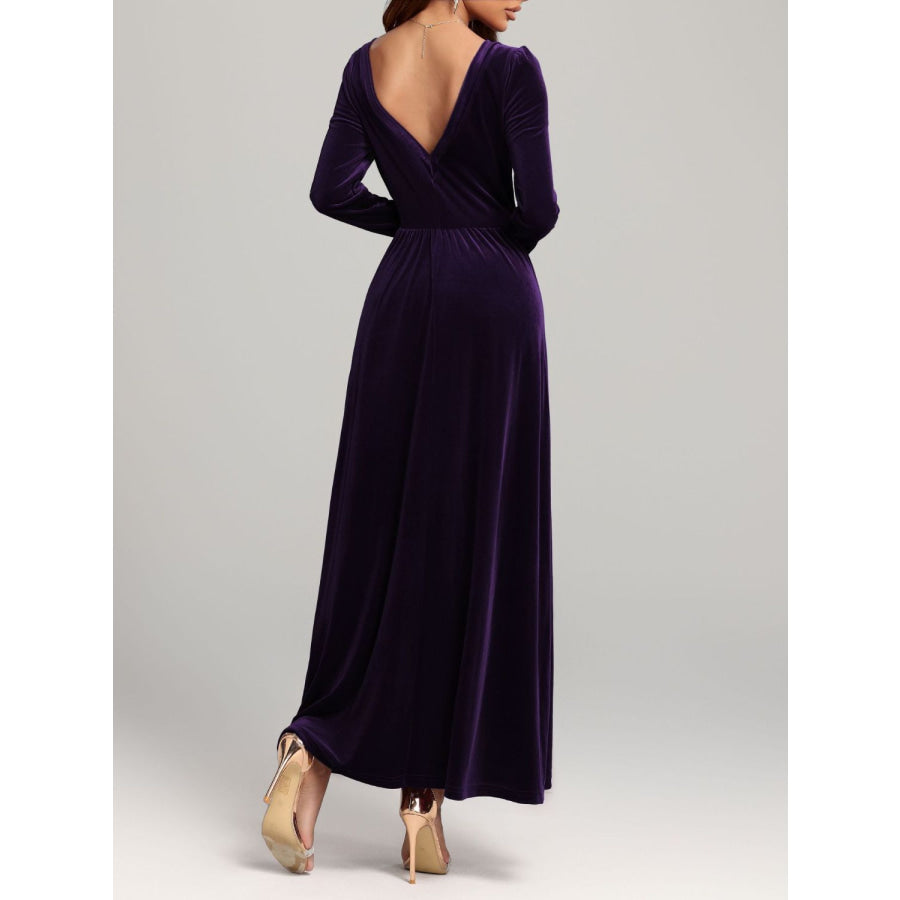 Velvet Square Neck Long Sleeve Dress Apparel and Accessories