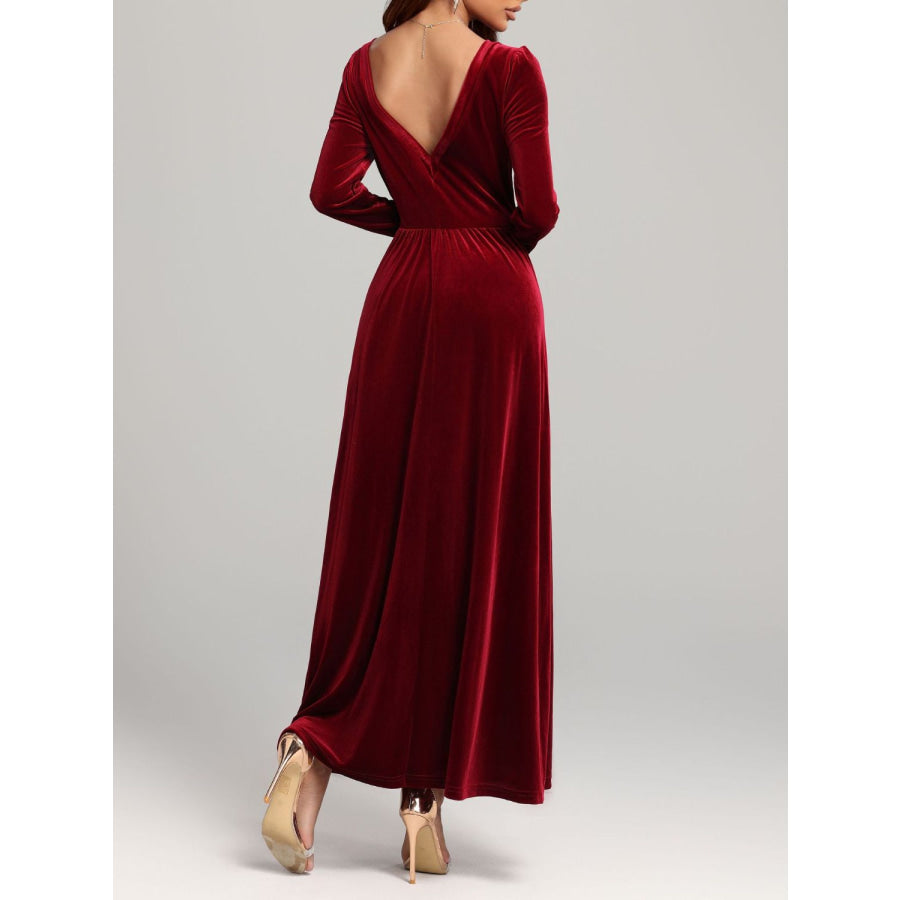 Velvet Square Neck Long Sleeve Dress Apparel and Accessories