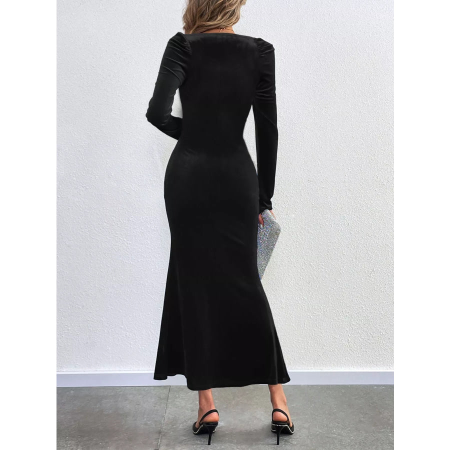 Velvet Square Neck Long Sleeve Mermaid Dress Apparel and Accessories