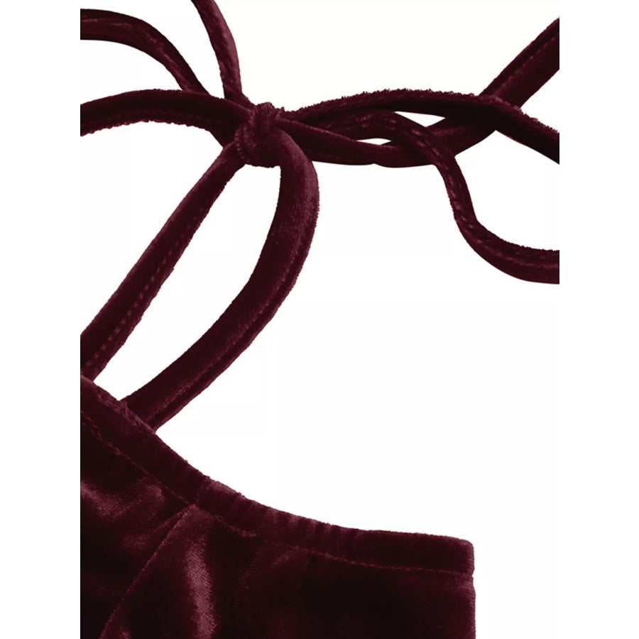 Velvet Tie Shoulder Mini Dress Apparel and Accessories