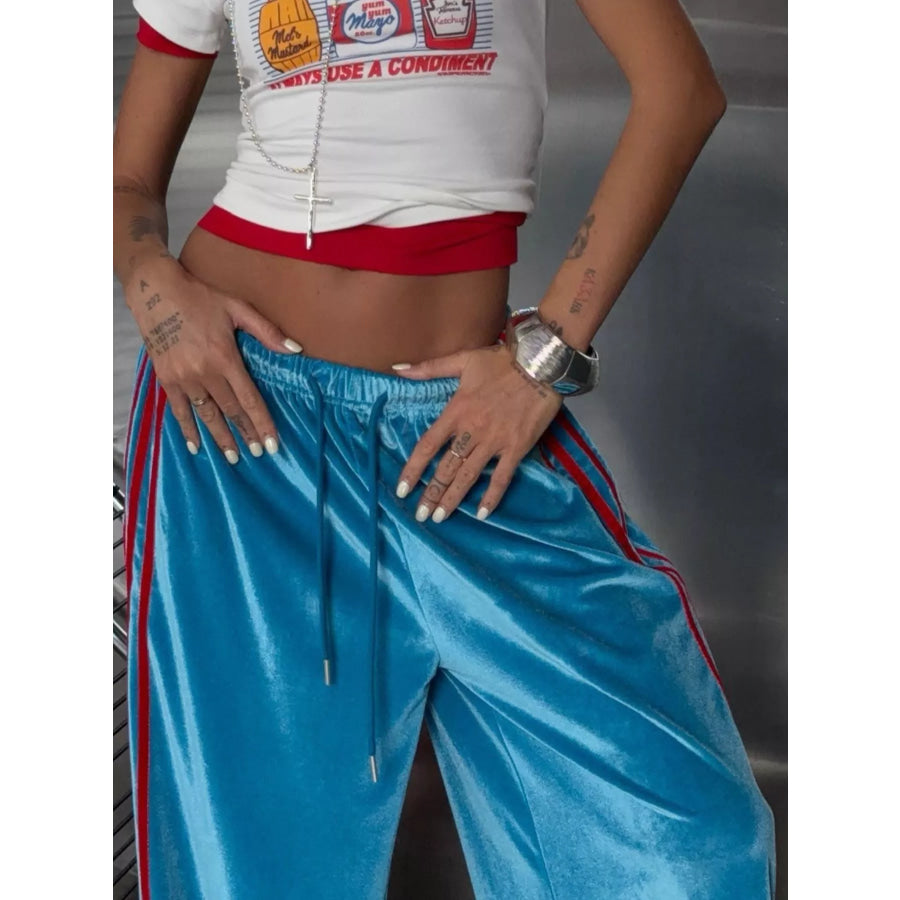 Velvet Wide-Leg Pants Apparel and Accessories