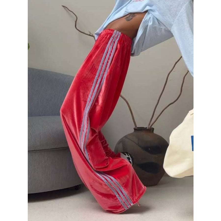 Velvet Wide-Leg Pants Apparel and Accessories