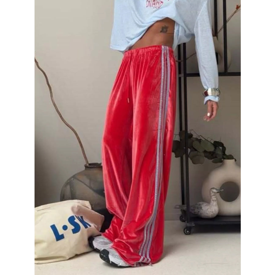 Velvet Wide-Leg Pants Apparel and Accessories