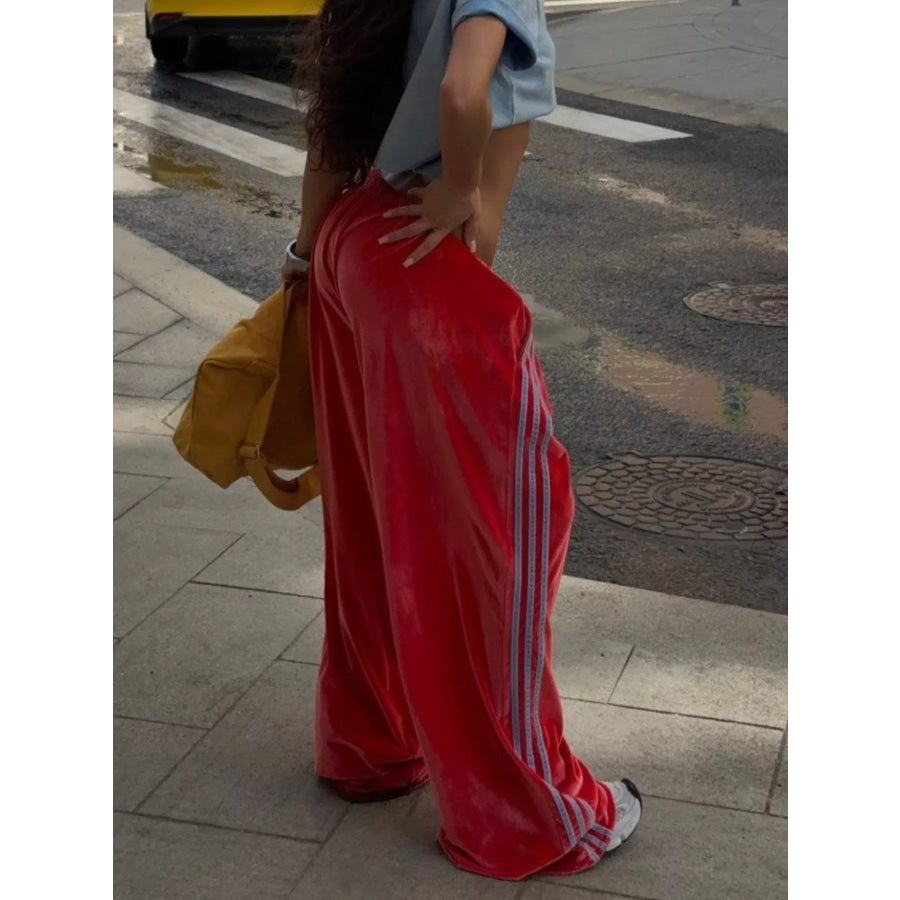 Velvet Wide-Leg Pants Apparel and Accessories