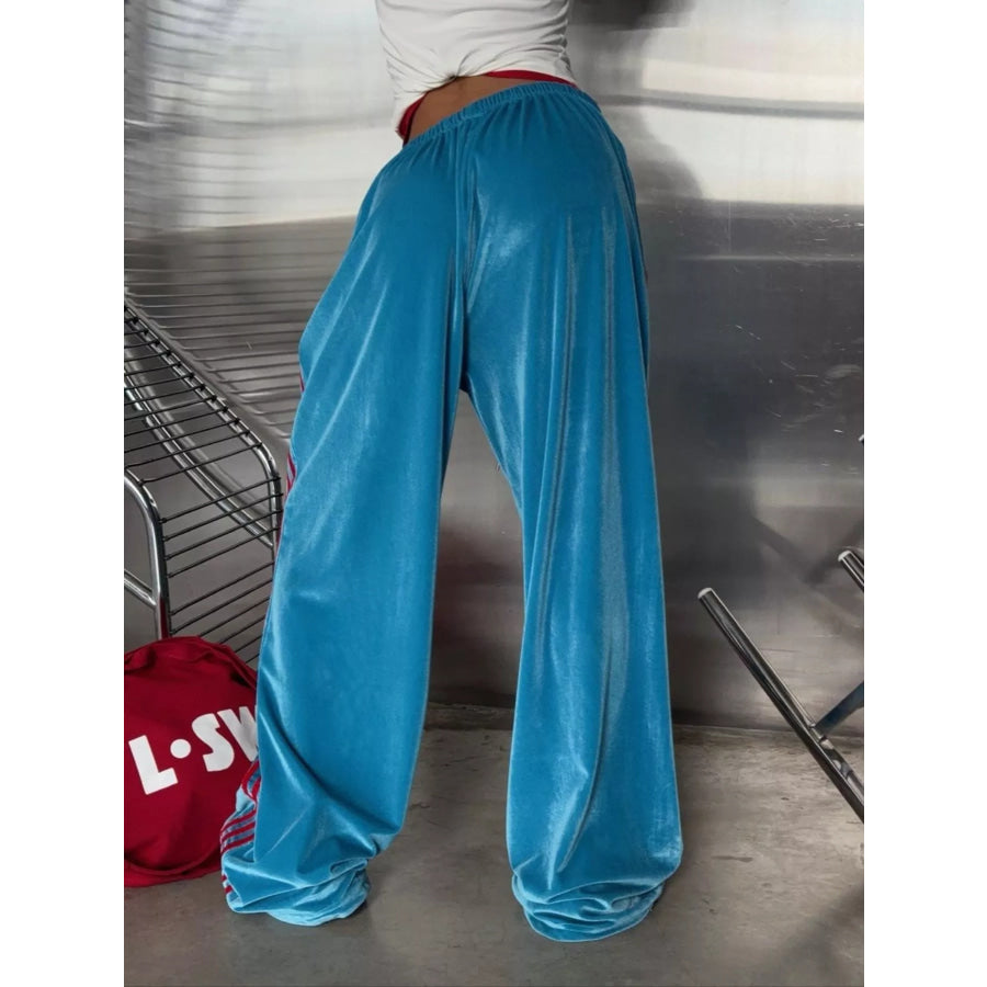 Velvet Wide-Leg Pants Apparel and Accessories