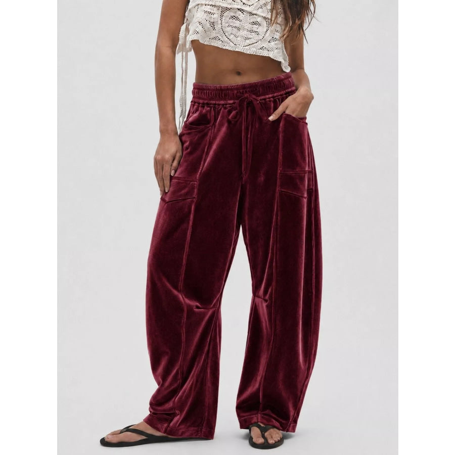Velvet Wide-Leg Pants Apparel and Accessories