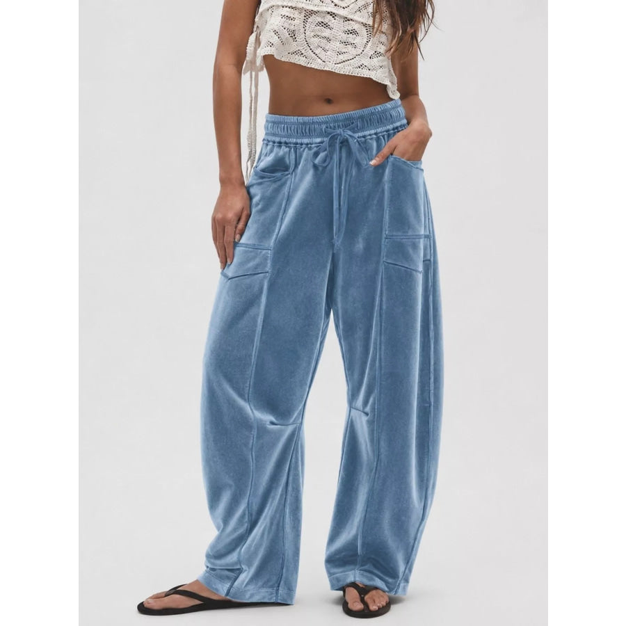 Velvet Wide-Leg Pants Apparel and Accessories