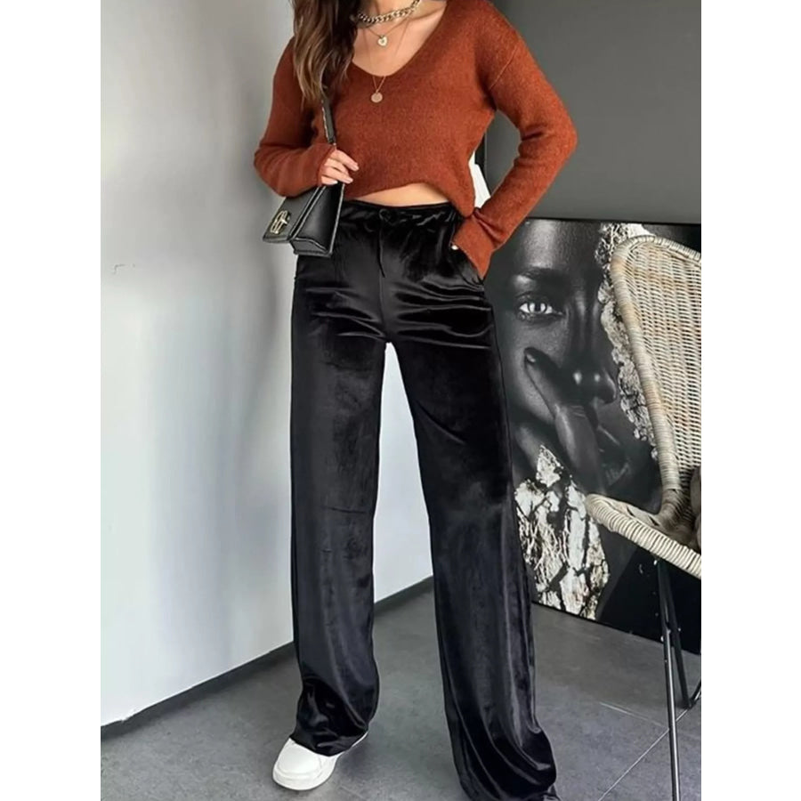 Velvet Wide Leg Pants Apparel and Accessories