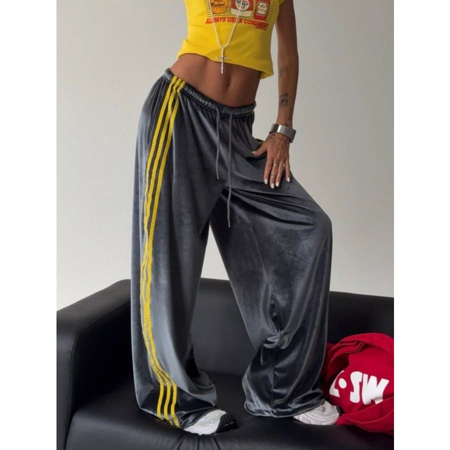 Velvet Wide-Leg Pants Dark Gray / S Apparel and Accessories