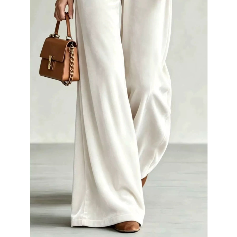 Velvet Wide-Leg Pants with Drawstring Apparel and Accessories