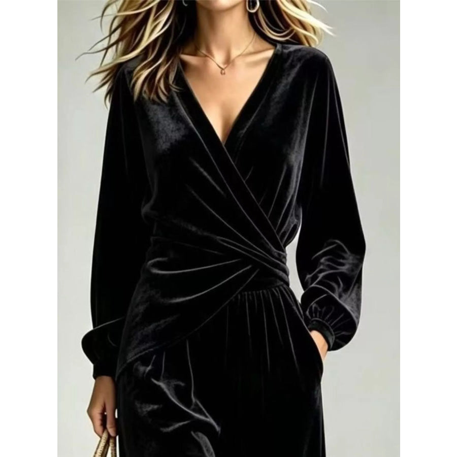 Velvet Wrap-Front Top and Pants Set Apparel Accessories