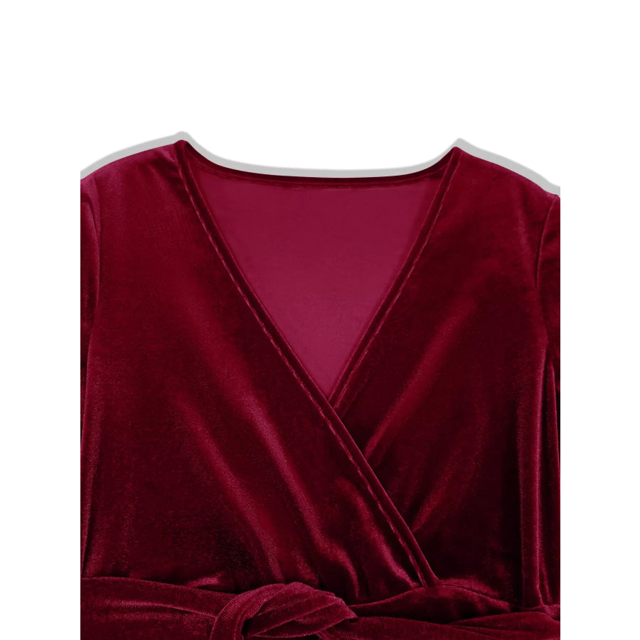 Velvet Wrap Surplice Maxi Dress Apparel and Accessories