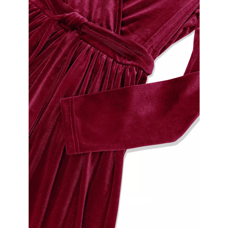 Velvet Wrap Surplice Maxi Dress Apparel and Accessories