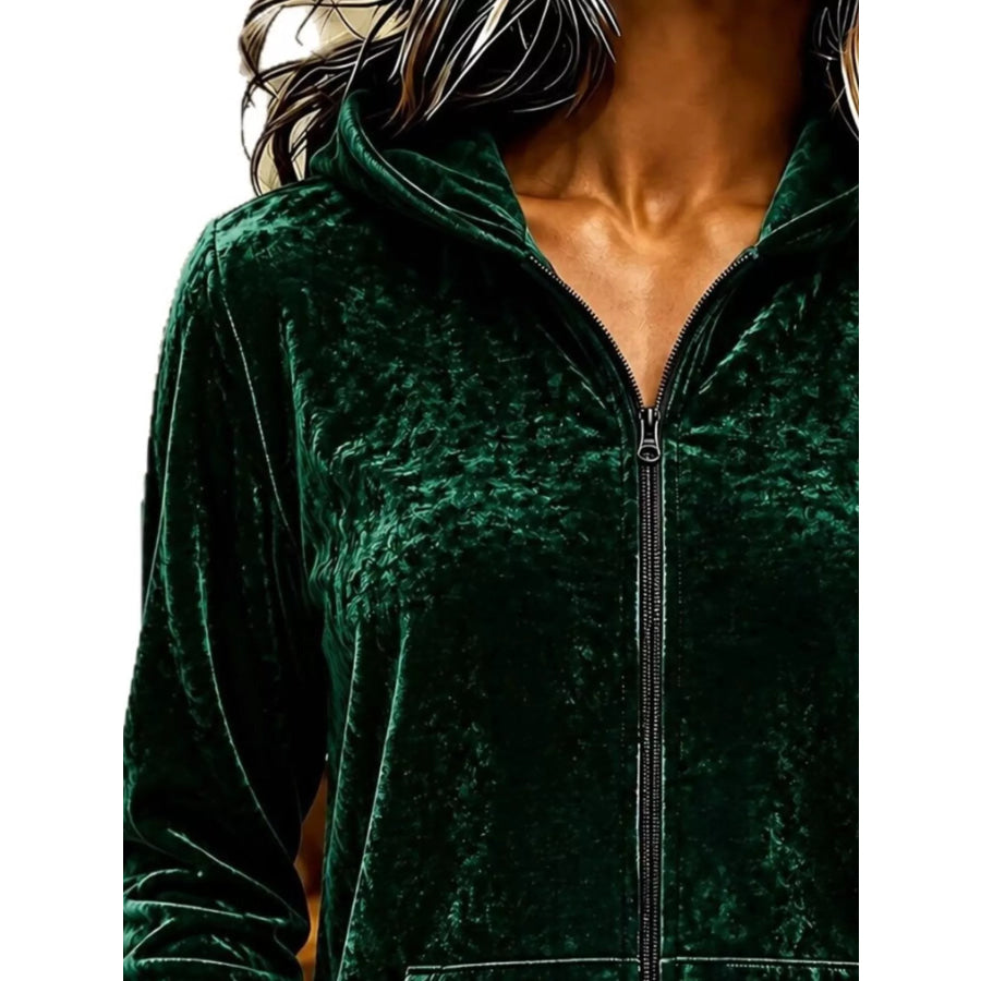 Velvet Zip-Up Hoodie Apparel and Accessories