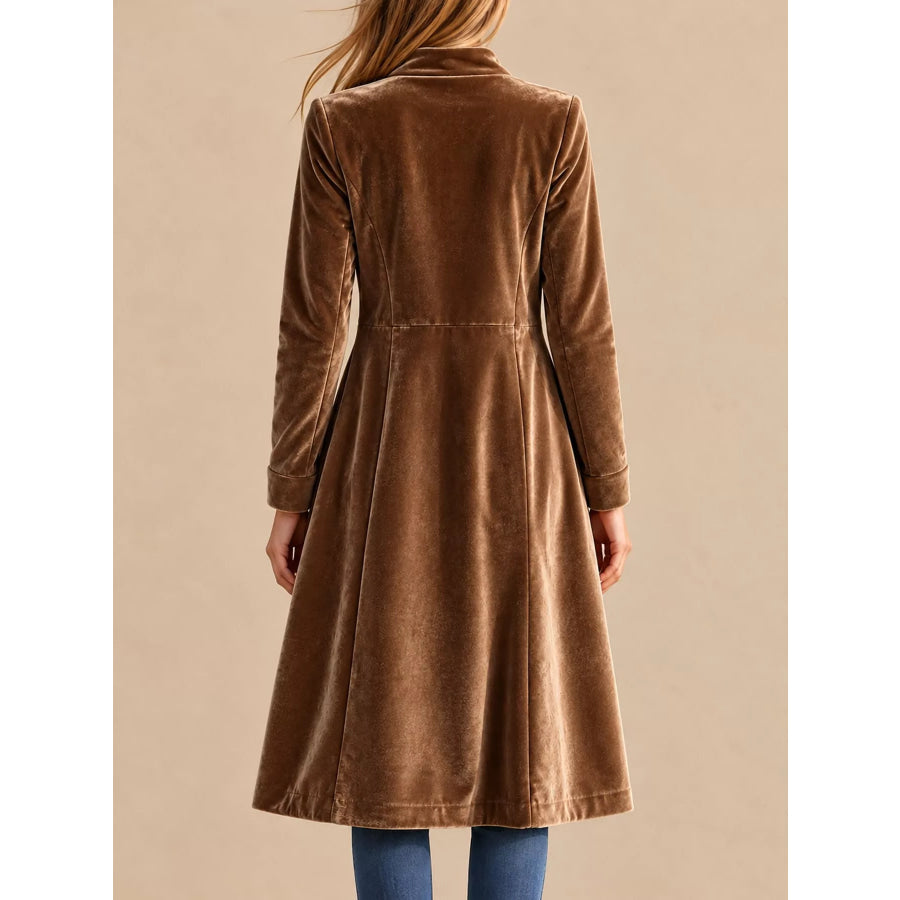 Velvet Zip Up Longline Outerwear Apparel and Accessories