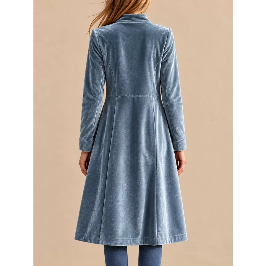 Velvet Zip Up Longline Outerwear Apparel and Accessories