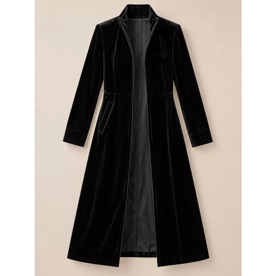 Velvet Zip Up Longline Outerwear Apparel and Accessories