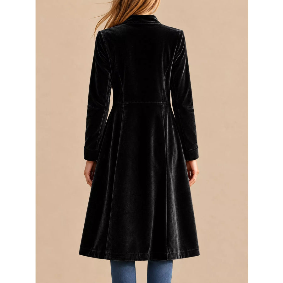Velvet Zip Up Longline Outerwear Apparel and Accessories
