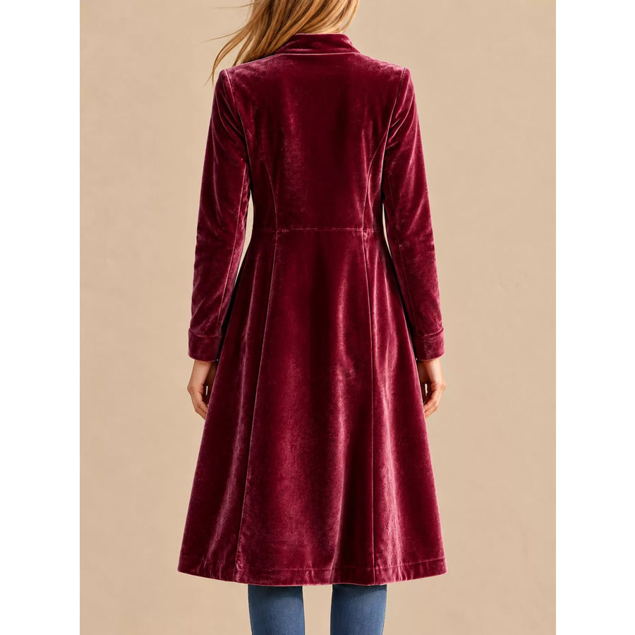 Velvet Zip Up Longline Outerwear Apparel and Accessories