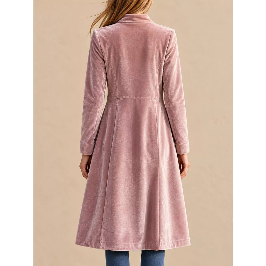 Velvet Zip Up Longline Outerwear Apparel and Accessories