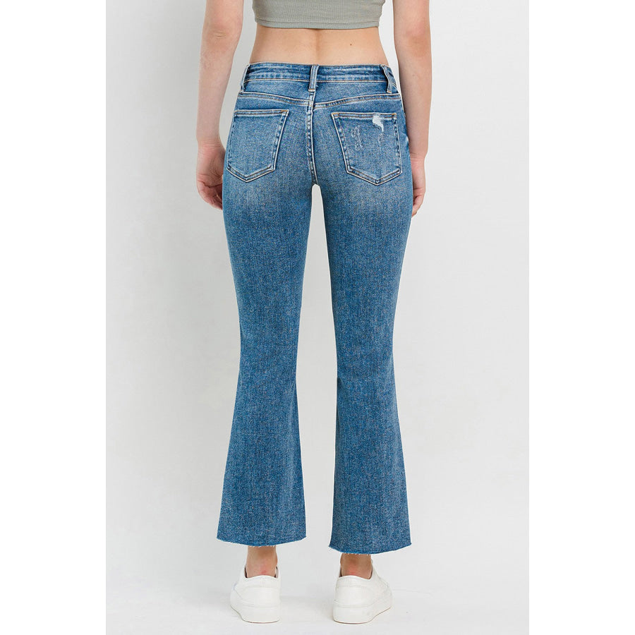 Vervet by Flying Monkey Full Size Mid Rise Distressed Cropped Flare Jeans Medium / 24 Apparel and Accessories