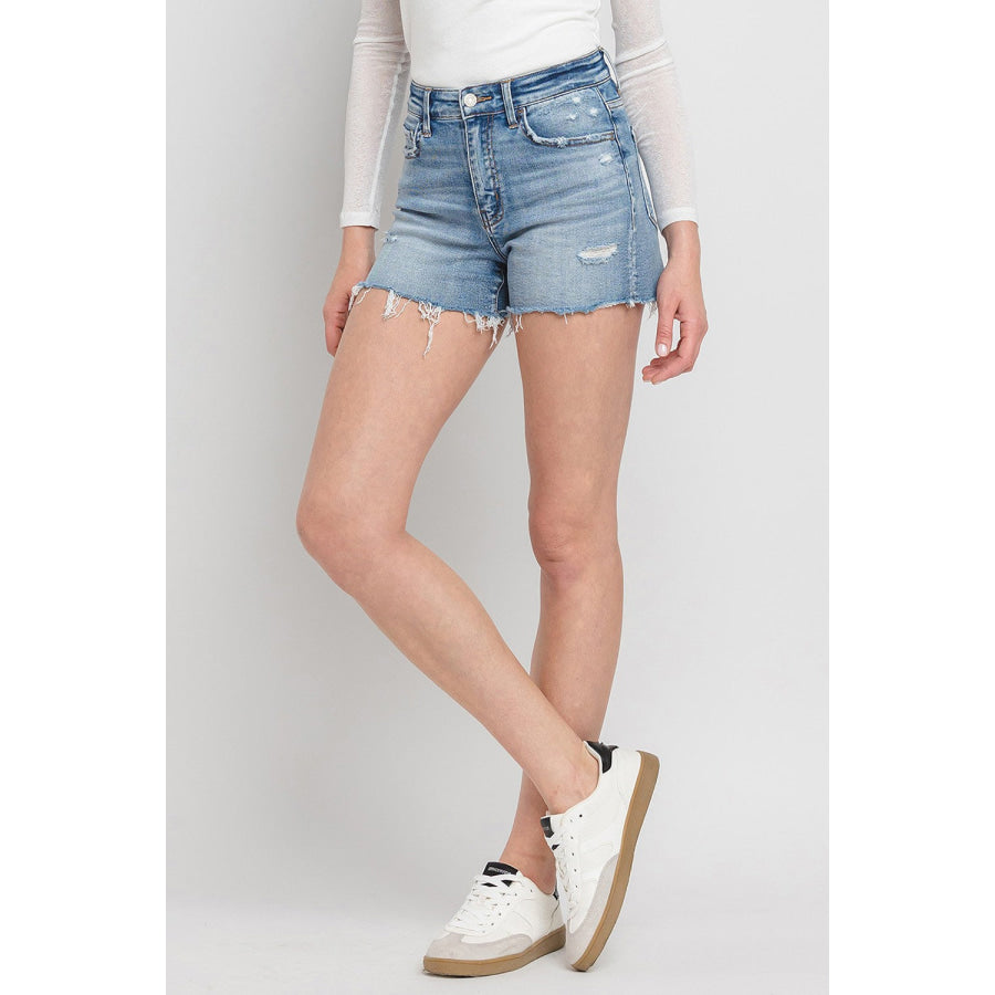 Vervet by Flying Monkey High Rise Denim Shorts Light / S Apparel and Accessories