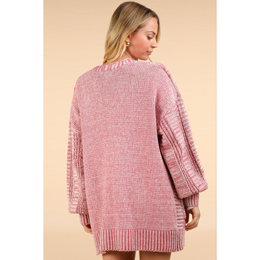 VERY J Cable Knit Open Front Cardigan Apparel and Accessories