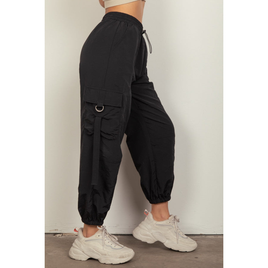 VERY J Elastic Waist Woven Cargo Pants Apparel and Accessories