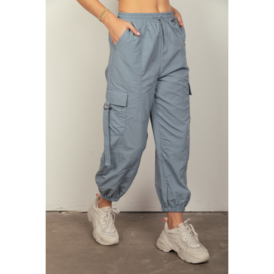 VERY J Elastic Waist Woven Cargo Pants Apparel and Accessories