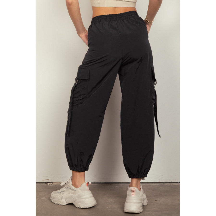 VERY J Elastic Waist Woven Cargo Pants Apparel and Accessories