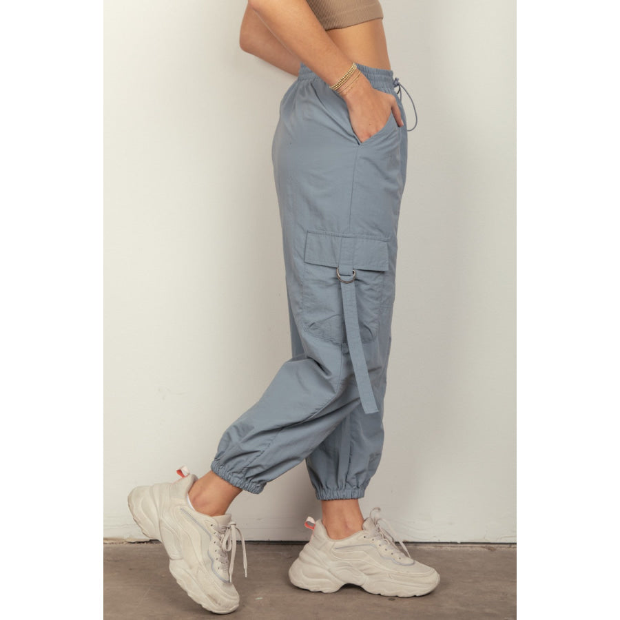 VERY J Elastic Waist Woven Cargo Pants Apparel and Accessories