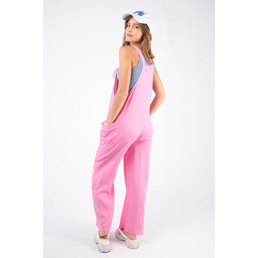 VERY J Knot Strap Jumpsuit with Pockets Apparel and Accessories