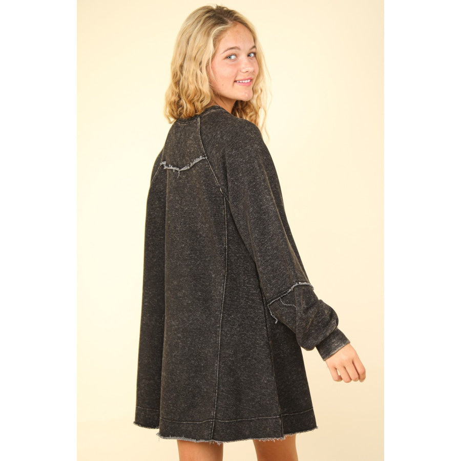 VERY J Mineral Washed Oversized A-Line Mini Dress Apparel and Accessories