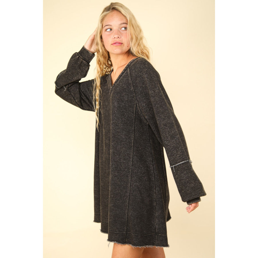 VERY J Mineral Washed Oversized A-Line Mini Dress Apparel and Accessories