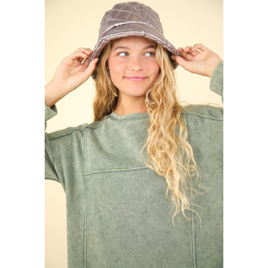 VERY J Mineral Washed Oversized Sweatshirt Mini Dress Apparel and Accessories