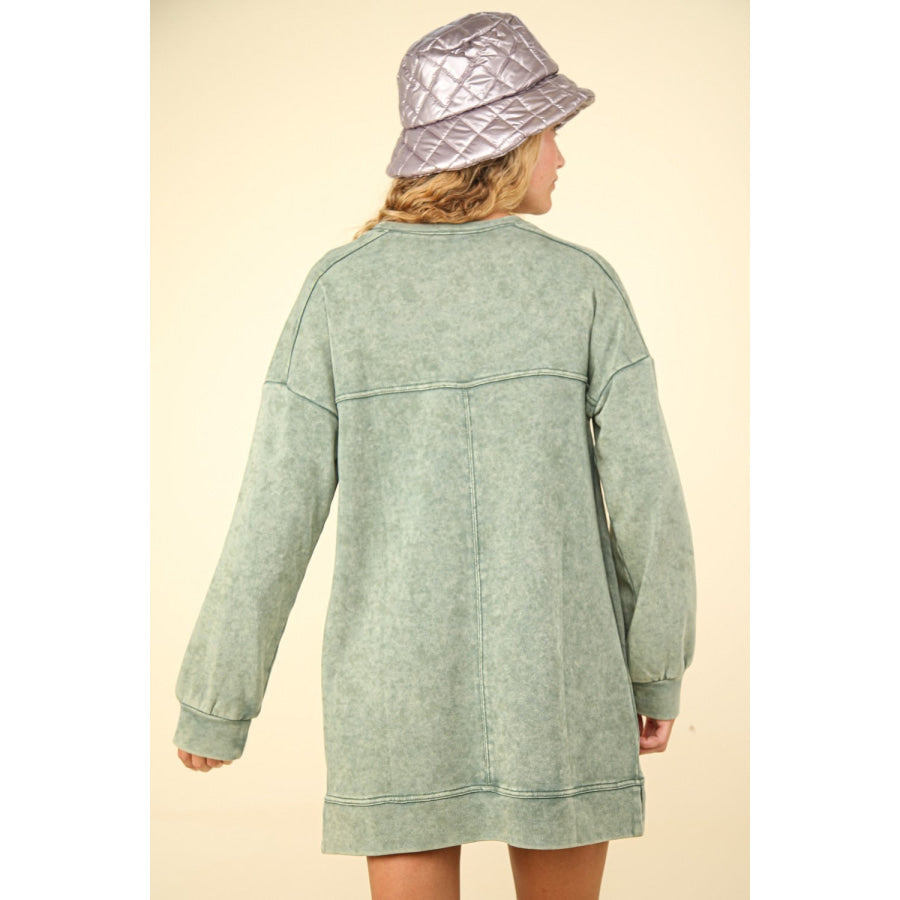 VERY J Mineral Washed Oversized Sweatshirt Mini Dress Apparel and Accessories