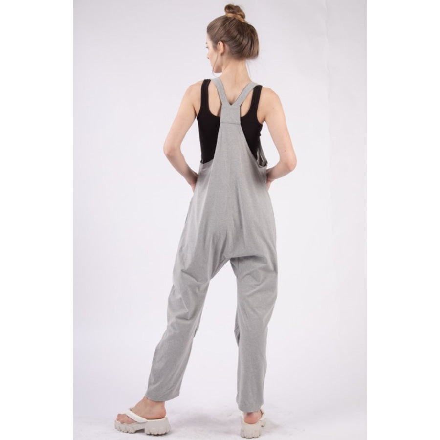 VERY J Plunge Sleeveless Jumpsuit with Pockets Apparel and Accessories