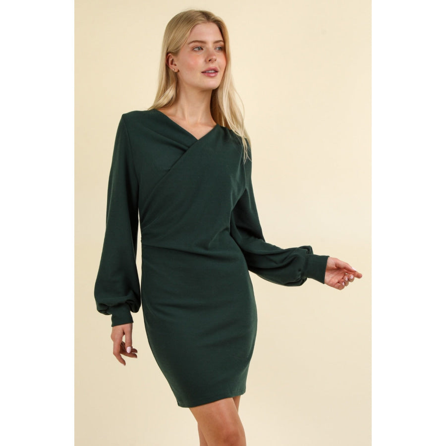 VERY J Ruched Detail Bodycon Mini Dress Apparel and Accessories