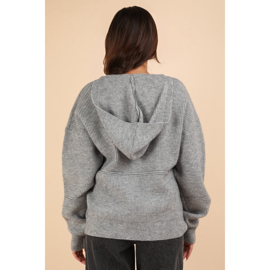 VERY J Seam Detail Drop Shoulder Hooded Sweater Apparel and Accessories