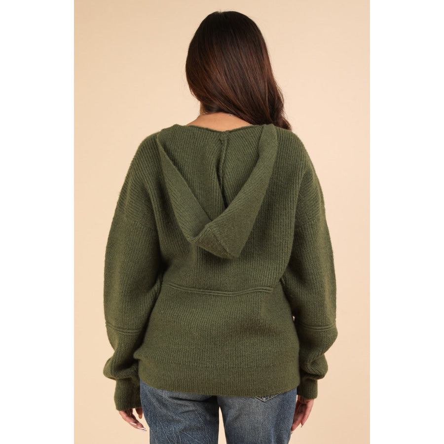 VERY J Seam Detail Drop Shoulder Hooded Sweater Apparel and Accessories