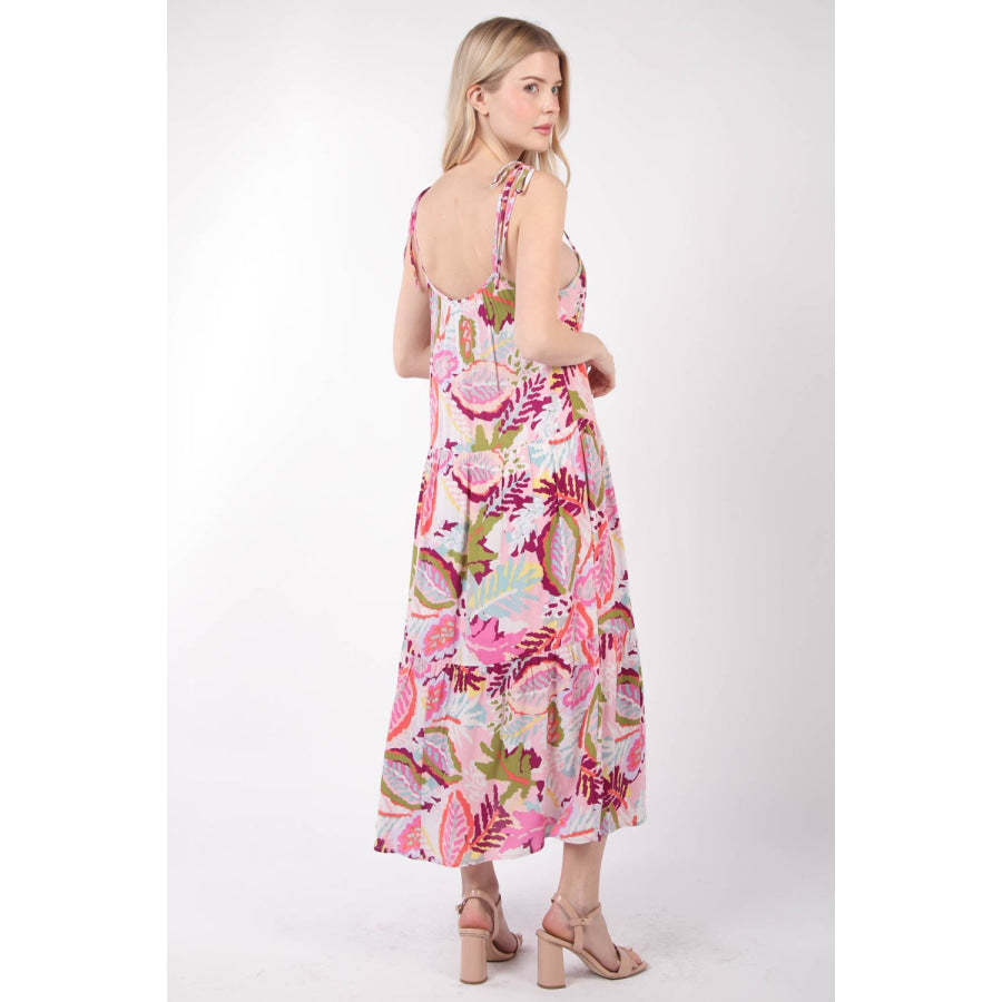 VERY J Tropical Printed Cami Midi Dress Apparel and Accessories