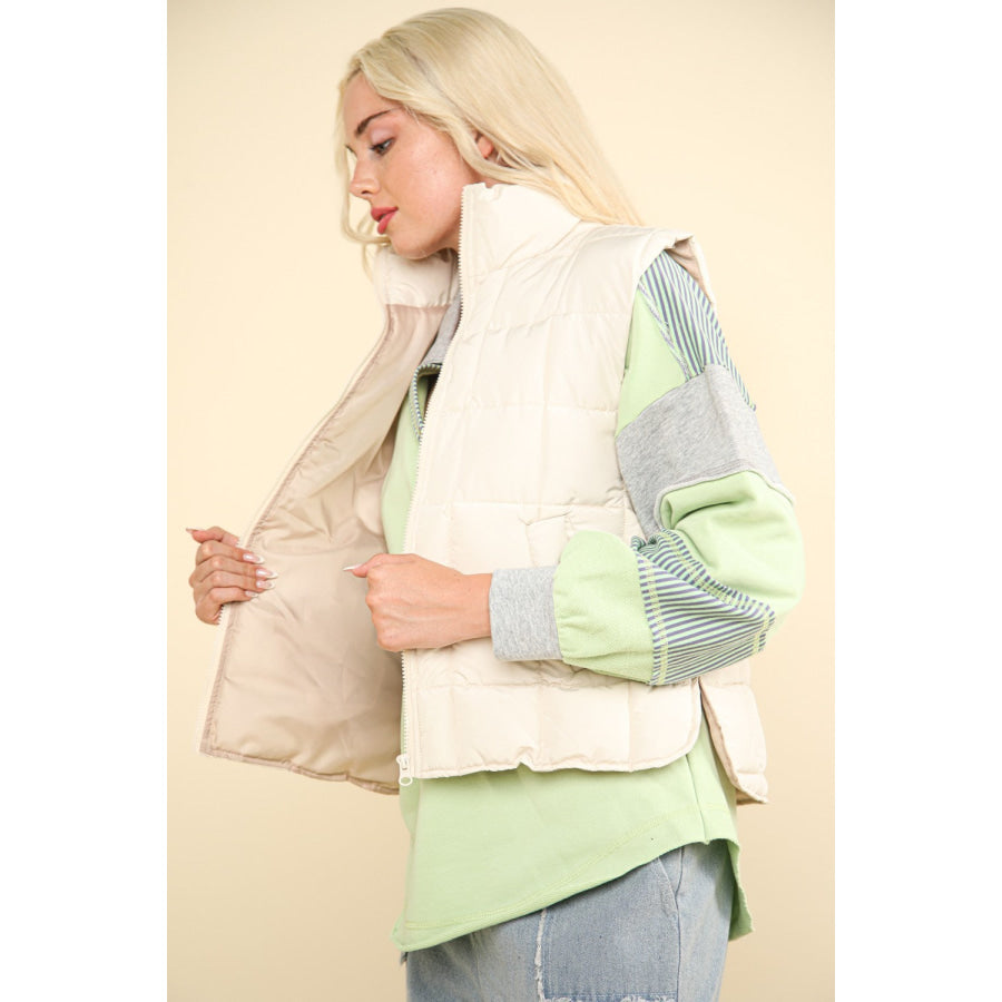 VERY J Zip Up Puffer Padded Warm Vest Apparel and Accessories