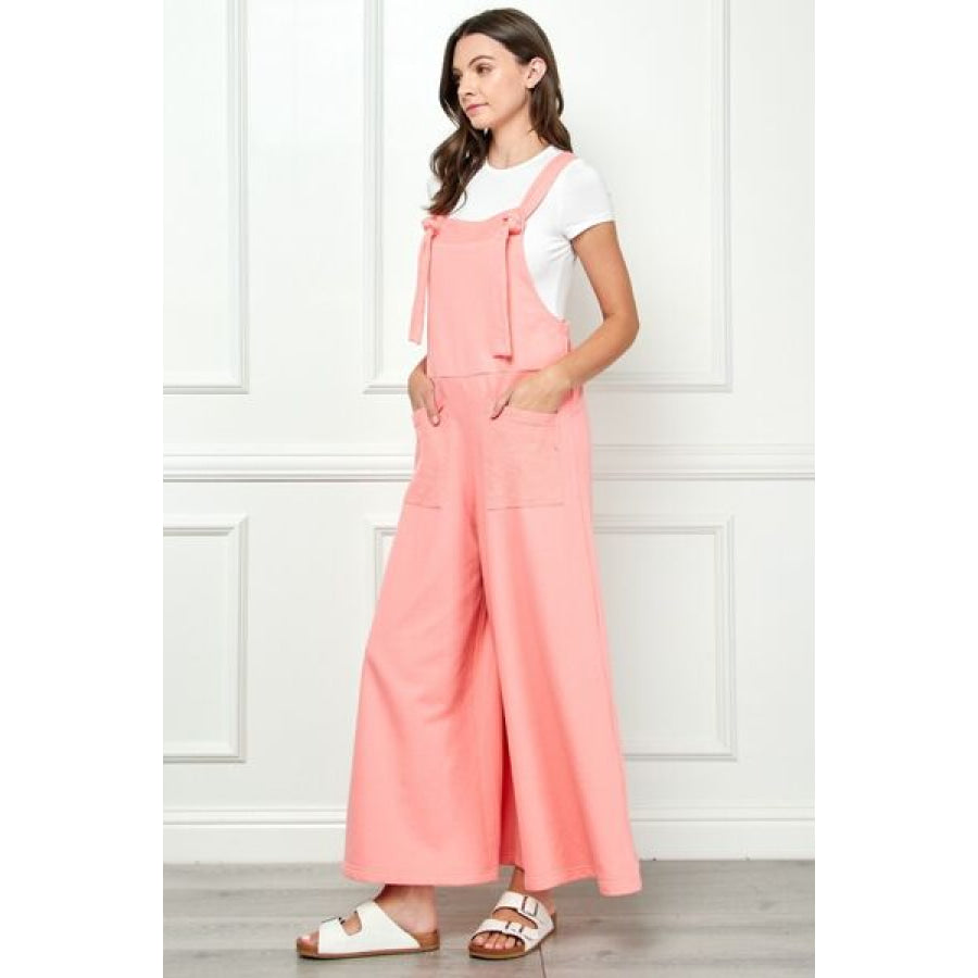Veveret Wide Strap French Terry Overalls Apparel and Accessories