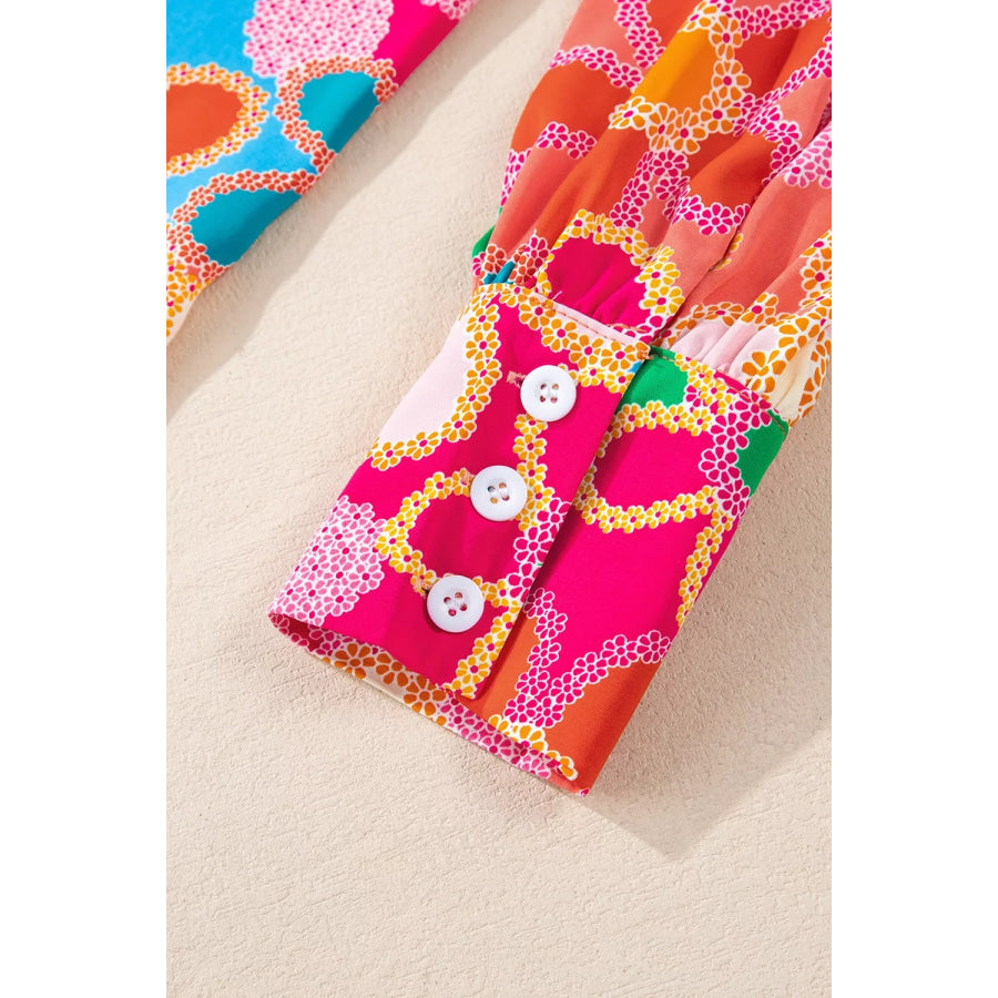 Vibrant Floral Print Long Sleeve Shirt Apparel and Accessories