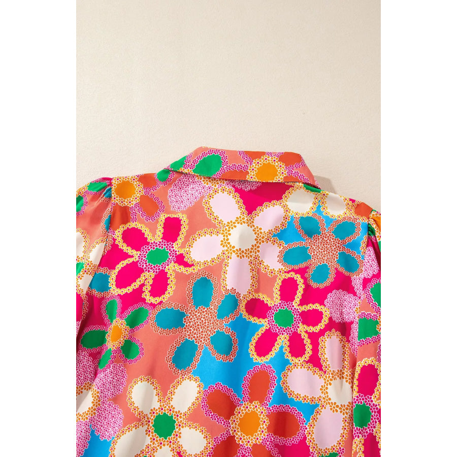 Vibrant Floral Print Long Sleeve Shirt Apparel and Accessories