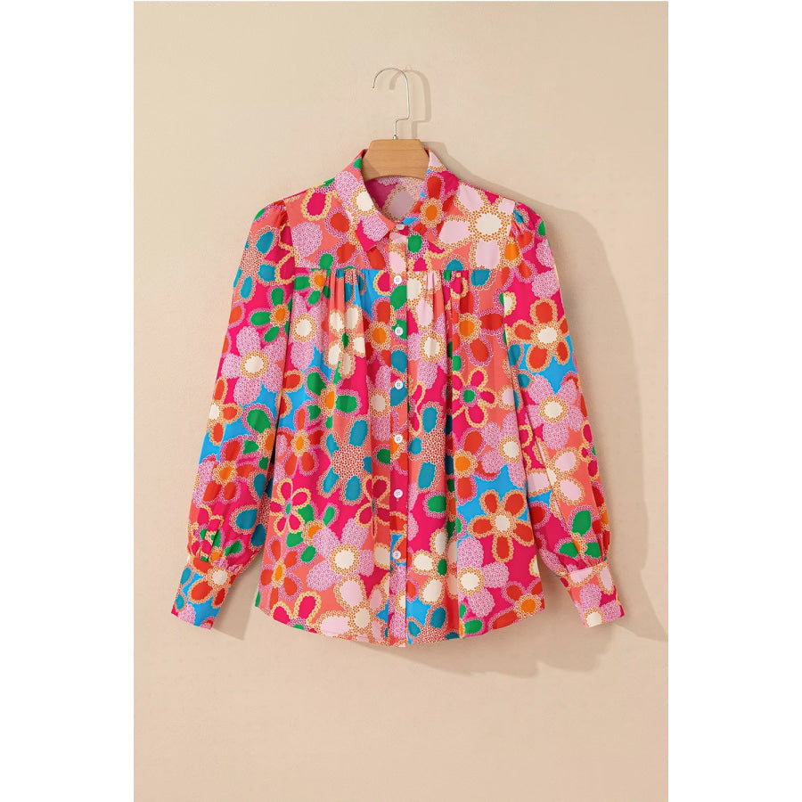 Vibrant Floral Print Long Sleeve Shirt Apparel and Accessories