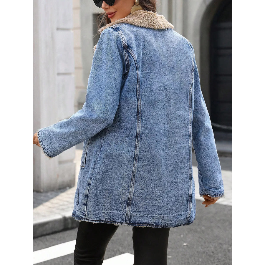 Vintage Acid Wash Sherpa-Lined Denim Jacket